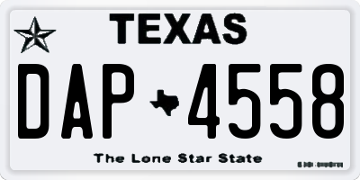 TX license plate DAP4558