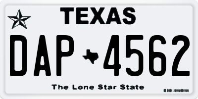 TX license plate DAP4562