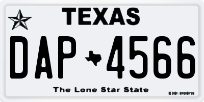 TX license plate DAP4566