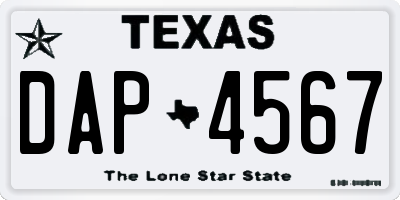 TX license plate DAP4567