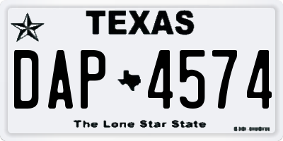 TX license plate DAP4574