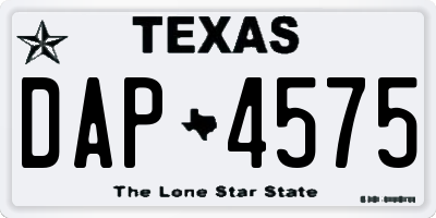 TX license plate DAP4575