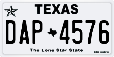TX license plate DAP4576