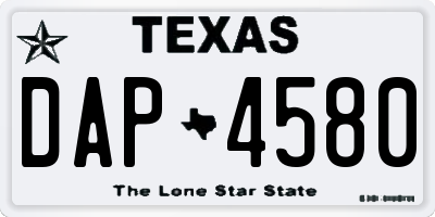 TX license plate DAP4580