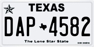 TX license plate DAP4582