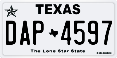 TX license plate DAP4597