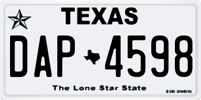 TX license plate DAP4598