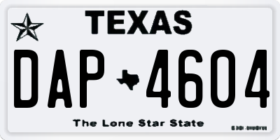 TX license plate DAP4604