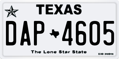TX license plate DAP4605