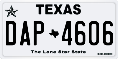 TX license plate DAP4606