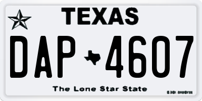 TX license plate DAP4607