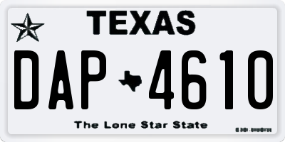 TX license plate DAP4610