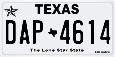 TX license plate DAP4614