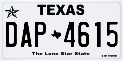 TX license plate DAP4615