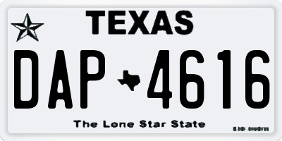 TX license plate DAP4616