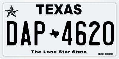TX license plate DAP4620