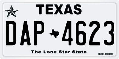 TX license plate DAP4623