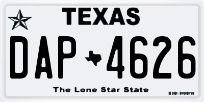 TX license plate DAP4626