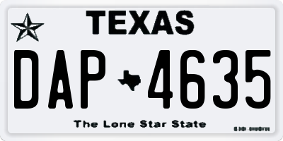 TX license plate DAP4635