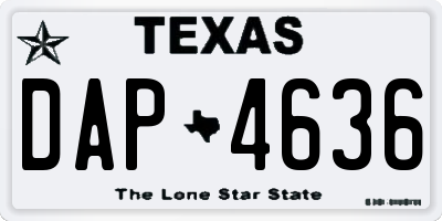 TX license plate DAP4636