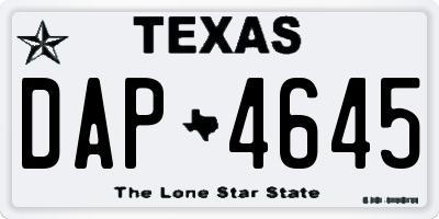 TX license plate DAP4645
