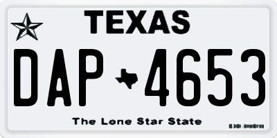 TX license plate DAP4653