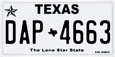 TX license plate DAP4663