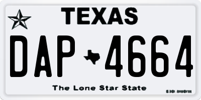 TX license plate DAP4664