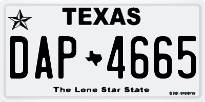 TX license plate DAP4665