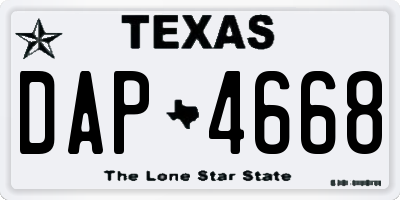 TX license plate DAP4668