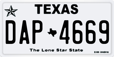 TX license plate DAP4669