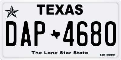TX license plate DAP4680