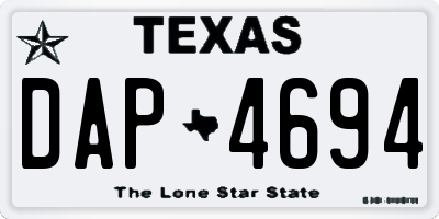 TX license plate DAP4694