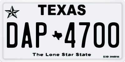 TX license plate DAP4700