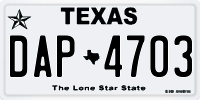TX license plate DAP4703