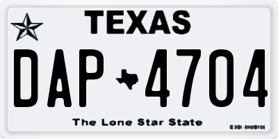 TX license plate DAP4704