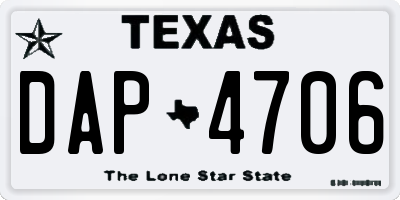 TX license plate DAP4706