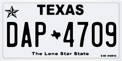 TX license plate DAP4709