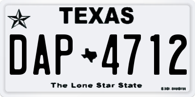 TX license plate DAP4712