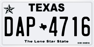 TX license plate DAP4716