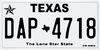 TX license plate DAP4718
