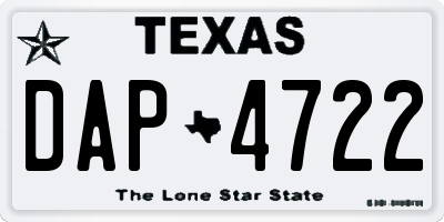 TX license plate DAP4722