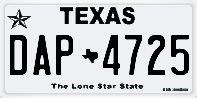 TX license plate DAP4725