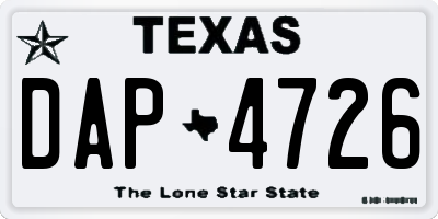 TX license plate DAP4726