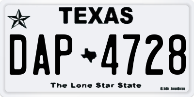 TX license plate DAP4728