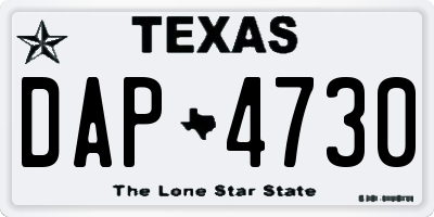 TX license plate DAP4730