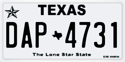 TX license plate DAP4731
