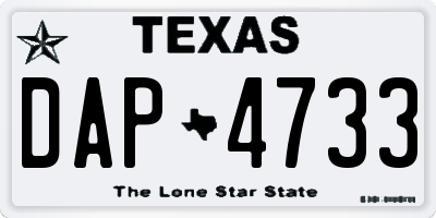 TX license plate DAP4733