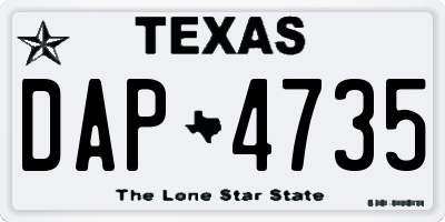 TX license plate DAP4735