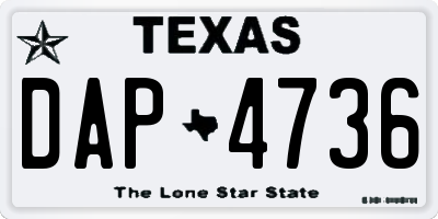 TX license plate DAP4736